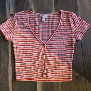 Orange and red stripped blouse